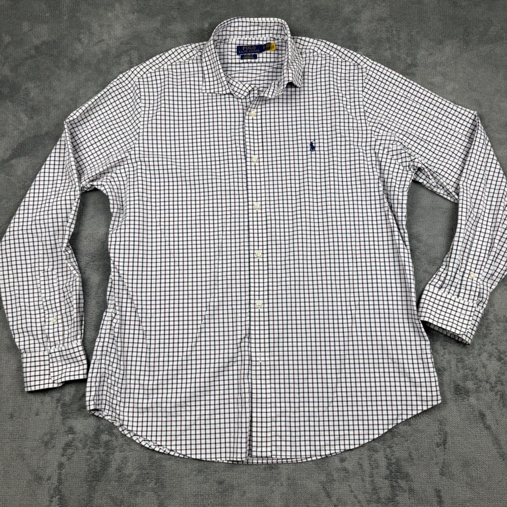 Polo Ralph Lauren Mens XL Classic Fit Performance Plaid Button Down Shirt White